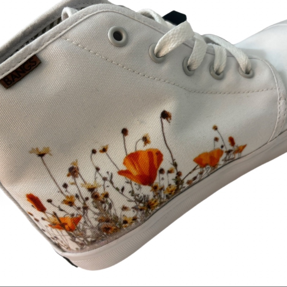 Rare BANGS White Floral High-Top Canvas Sneakers | Women’s 9 - Picture 9 of 9